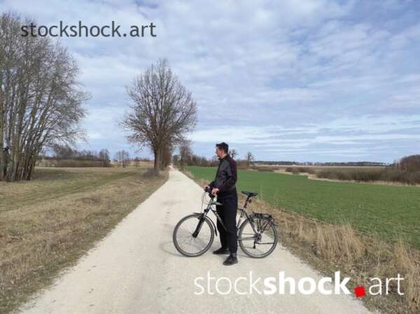 A boy on a bicycle
