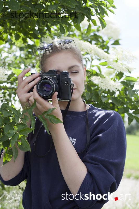 Woman with a Camera, stock image