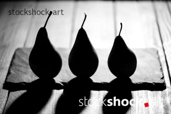 Pears on a black background, black&white, stock image