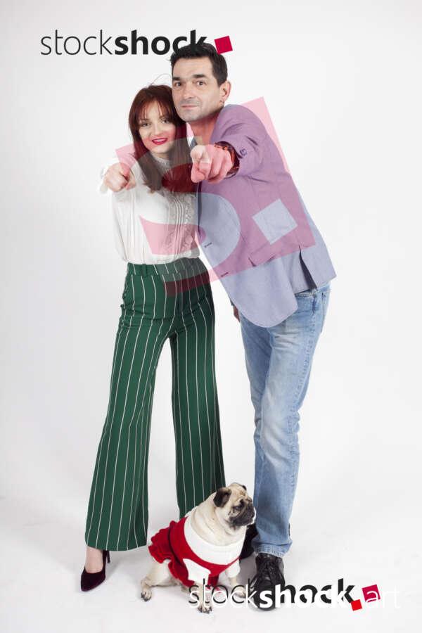 Family with a pug, stock image, jowita niemczyk