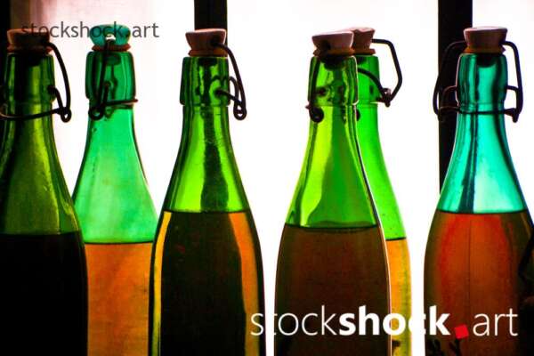 colorful bottles on the window