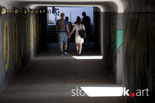 Riga, Latvia, People in underpass, stock image