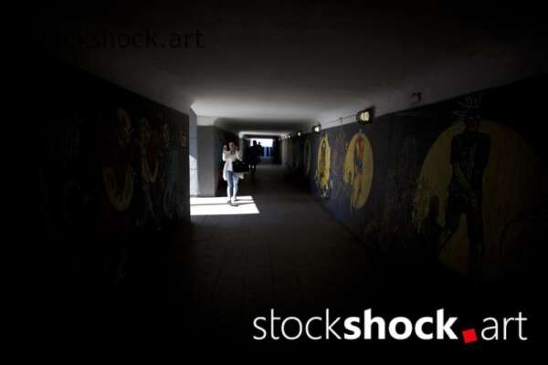 Riga, Latvia, People in underpass, stairs - stock image