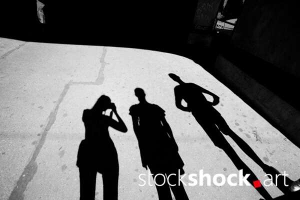 shadow of people in the city, black and white, black and white, stock image