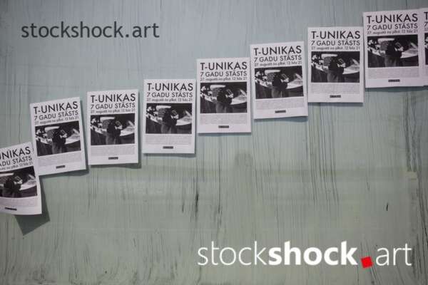 Posters on the window - stock image