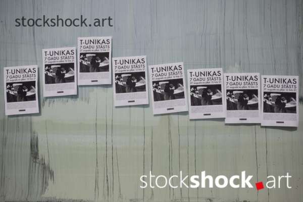 Posters on the window - stock image