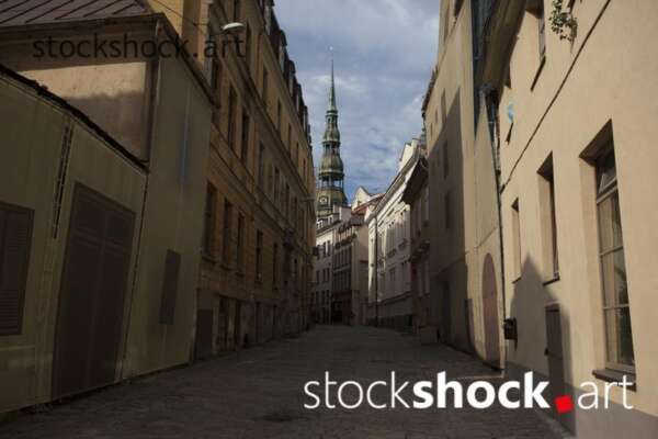 Riga, Latvia. Church of St. Peter. Centrum, architecture, stock image