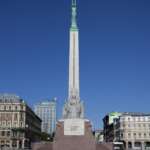 Riga, Latvia, the Freedom Monument, stock image