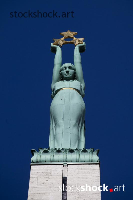 Riga, Latvia, the Freedom Monument, stock image