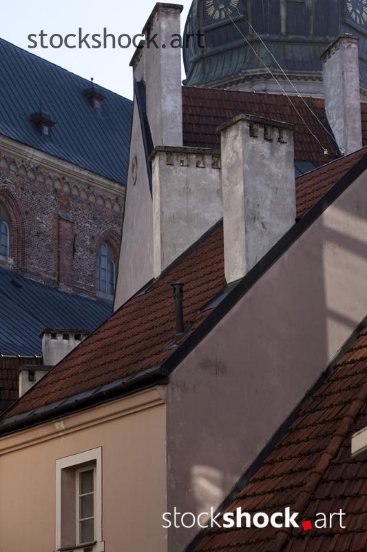 Riga, Latvia, city center, roofs, chimneys - stock image
