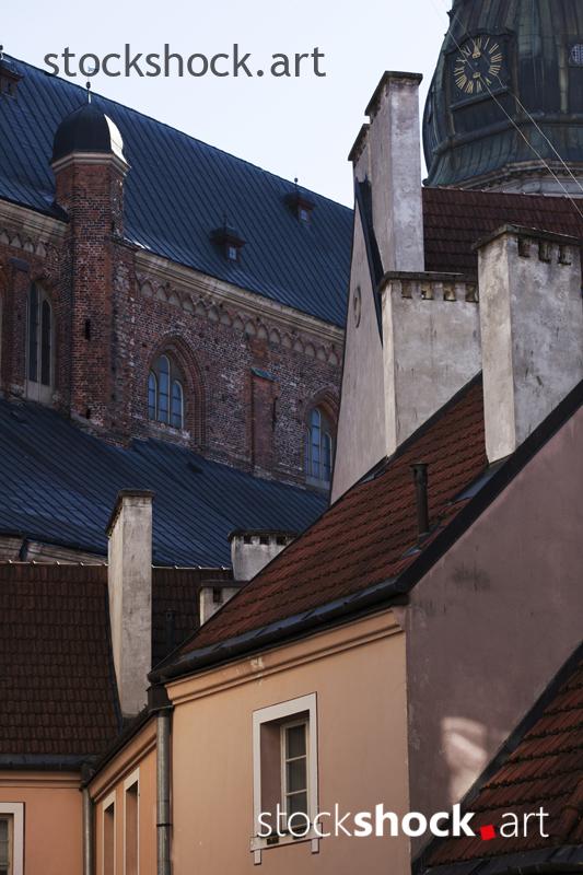 Riga, Latvia, city center, roofs, chimneys, stock image