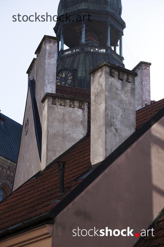 Riga, Latvia, city center, roofs, chimneys, stock image