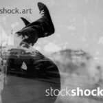 Riga, Latvia, panorama in the reflection of a mirror - stock image