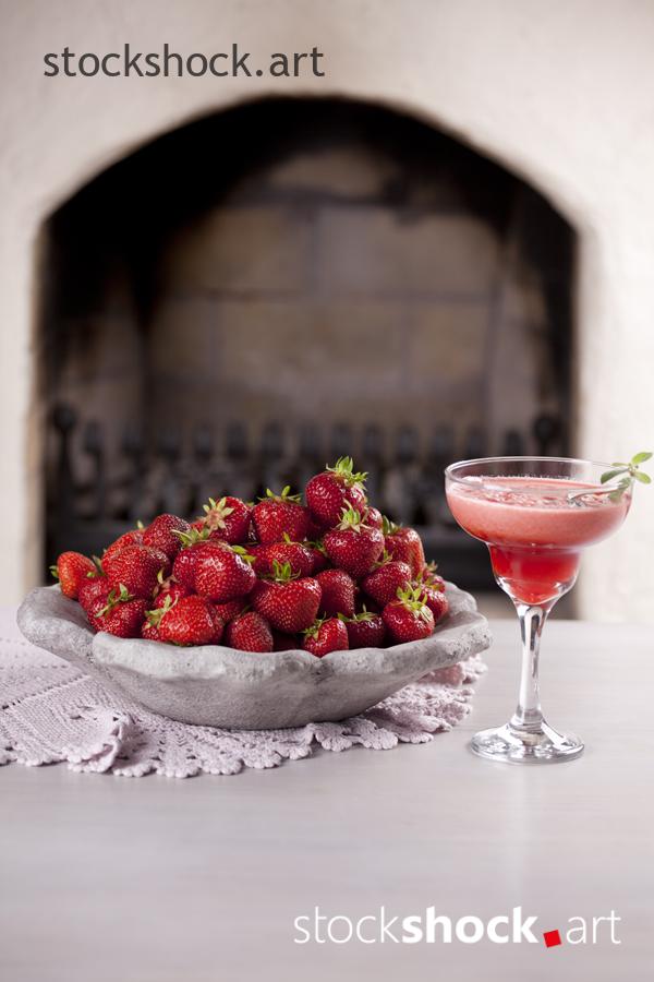 Fruits, strawberries, healthy fruit smoothie, healthy food - stock image