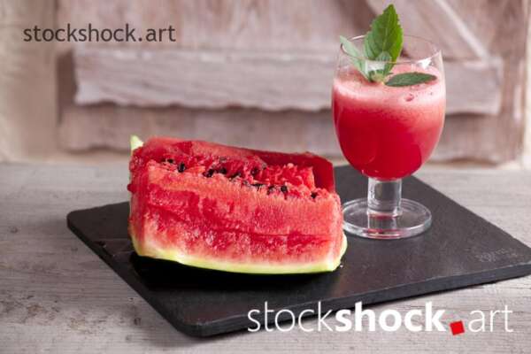 Fruits, healthy fruit smoothie, watermelon healthy food, stock image