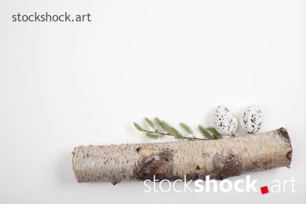 Easter. Eggs on a wooden stand, on a white background
