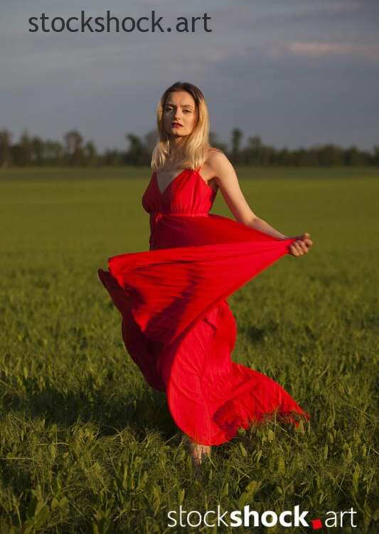 girl in a red dress, stock image