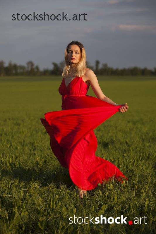 girl in a red dress, stock image