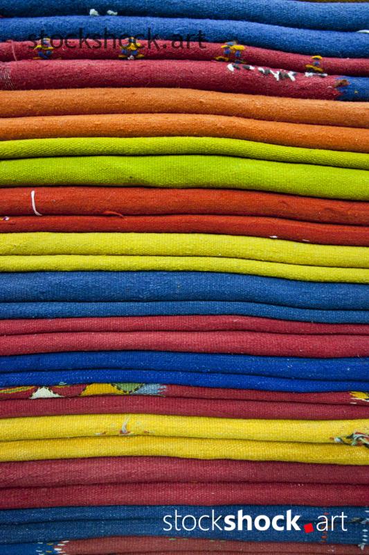 Moroccan patterns, colorful fabrics, stock image