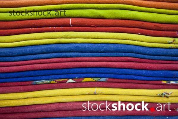 Moroccan patterns, colorful fabrics, stock image