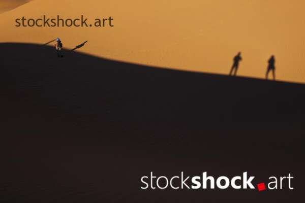 People in the dunes. shadows, Desert, Sahara.