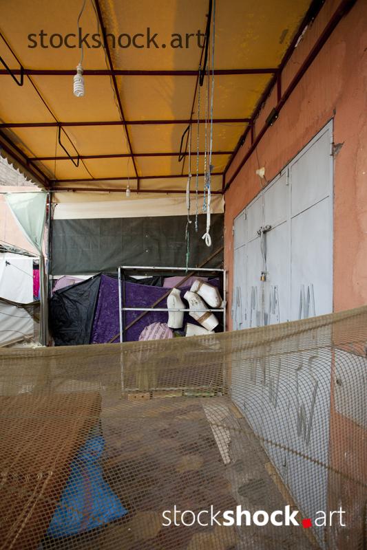 Mannequin busts stored in the back of the store