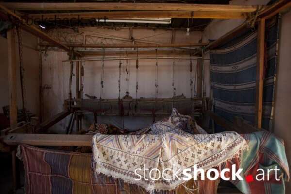 Fabric loom in Morocco, stock image