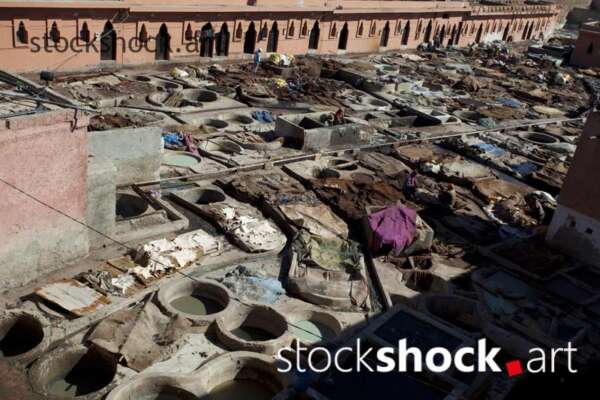 Marrakech. Leather tannery and dyeworks