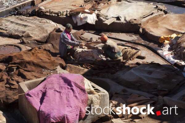 Marrakech. Leather tannery and dyeworks