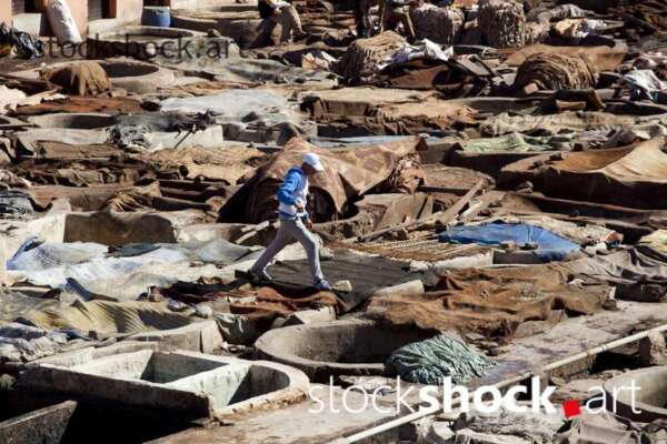 Marrakech. Leather tannery and dyeworks