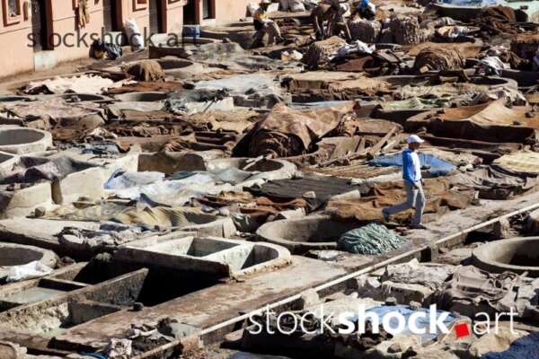 Marrakech. Leather tannery and dyeworks