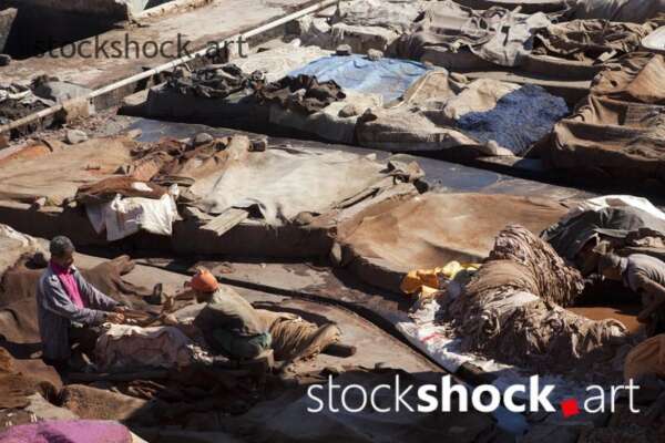 Marrakech. Leather tannery and dyeworks