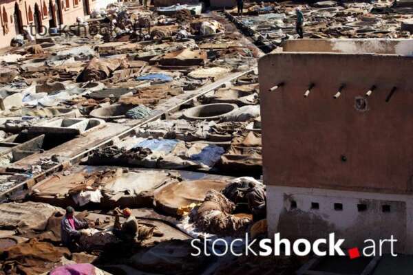 Marrakech. Leather tannery and dyeworks
