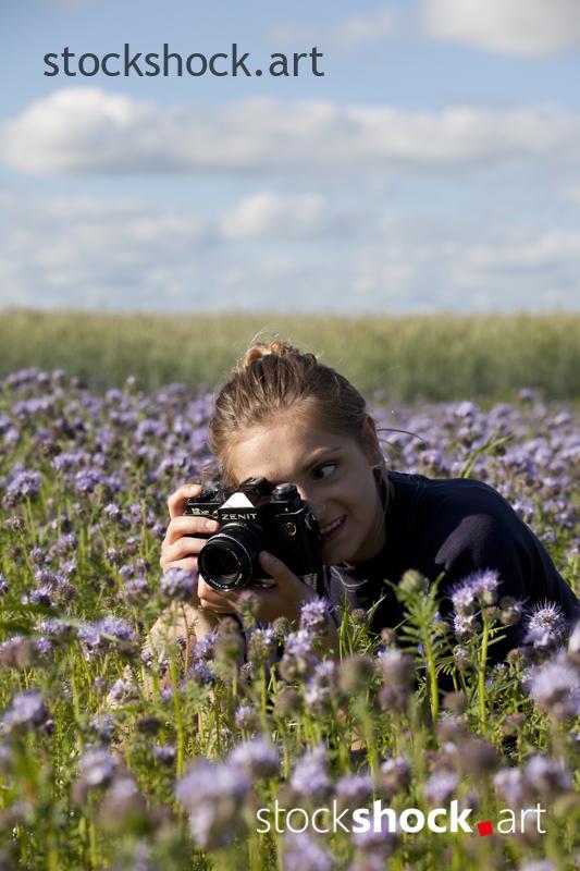Woman with a Camera, stock image