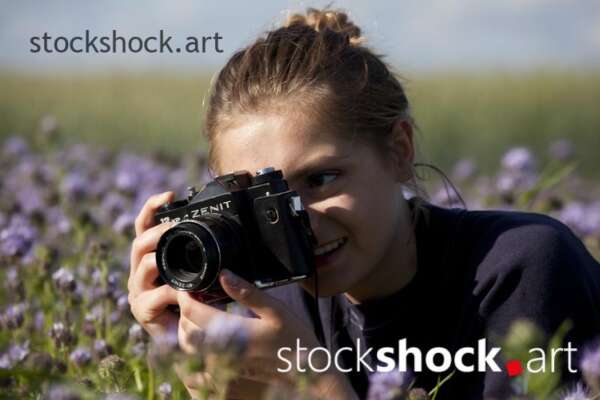 Woman with a Camera, stock image