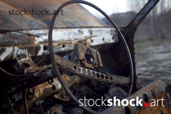 Steering wheel of a burnt car