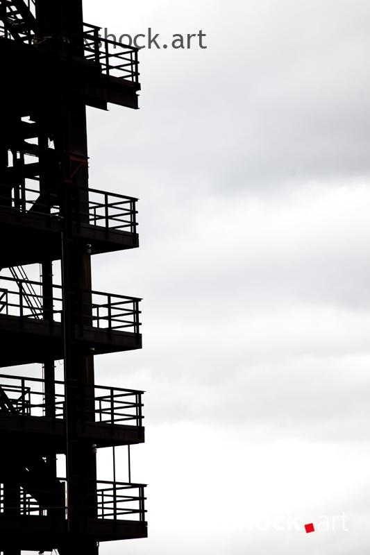 Industrial building, stairs, stock image