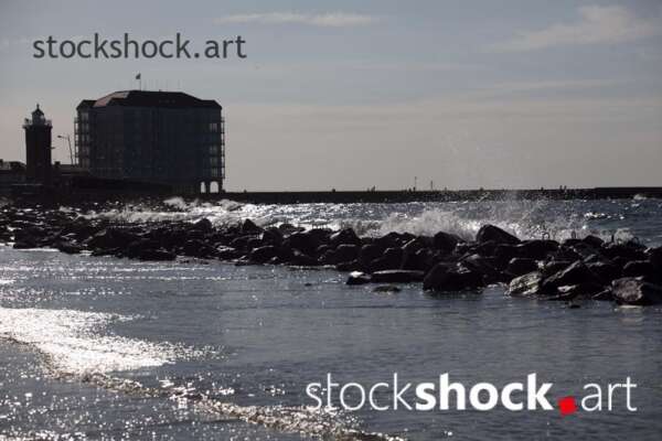 Baltic Sea, wave, rock