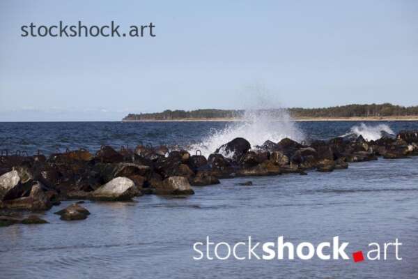 Baltic Sea, wave, rock