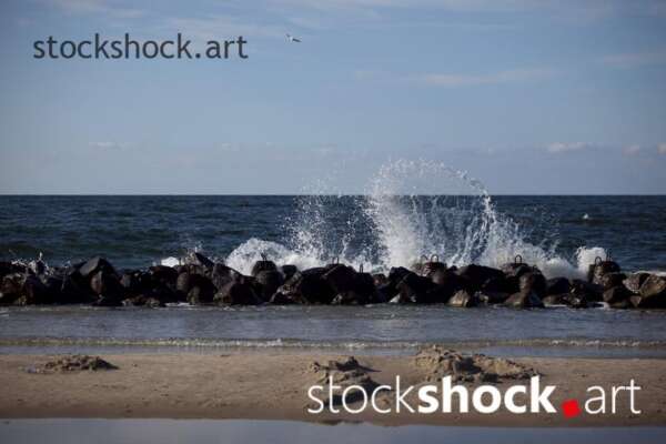 Poland, Gdansk, Baltic Sea, wave, rock
