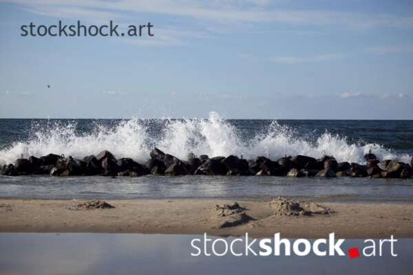 Poland, Gdansk, Baltic Sea, wave, rock