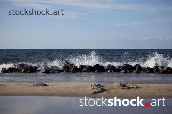 Poland, Gdansk, Baltic Sea, wave, rock