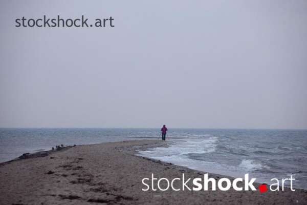 Landscape. Morning on the Baltic Sea. On the edge.