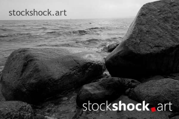 Gdańsk, Baltic Sea, stone shore - stock image