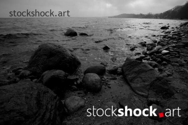 Gdańsk, Baltic Sea, stone shore, stock image