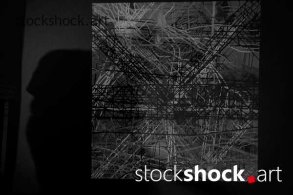 abstraktion, black and white, painting by Grzegorz Pleszynski