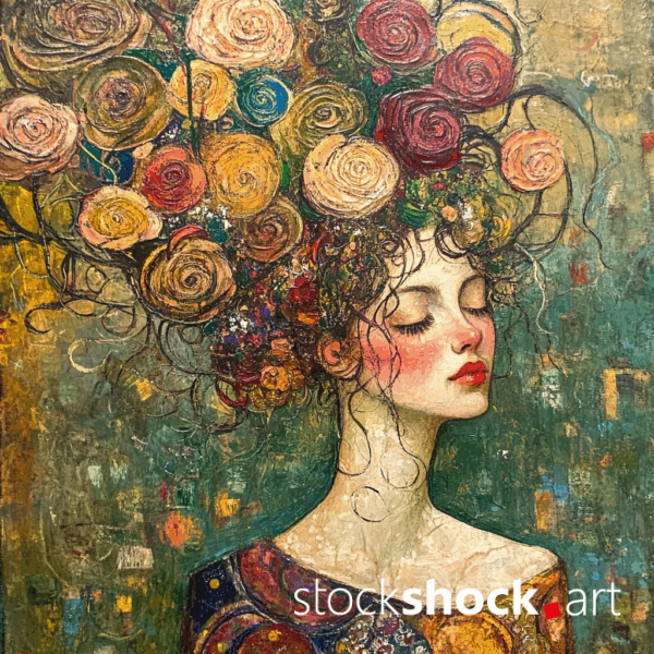 Woman in flowers - stock image, AI, jowita niemczyk
