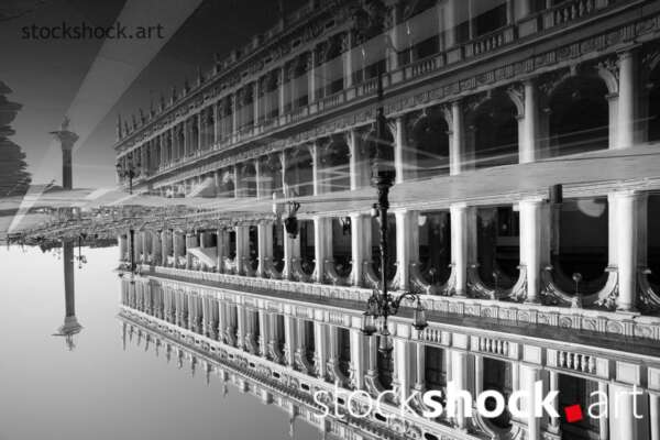 St. Mark's Square in Venice, reflection in water,stock image, stockshock.art, jowita niemczyk