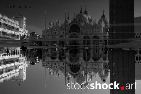 St. Mark's Basilica in Venice, reflection in water, "the most beautiful salon in the world" - Napoleon