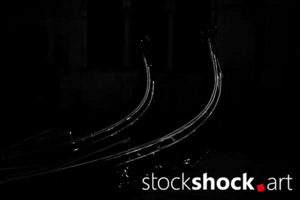 Artistic take on a Venetian gondola, black and white photo, stock image, stockshock.art, jowita niemczyk
